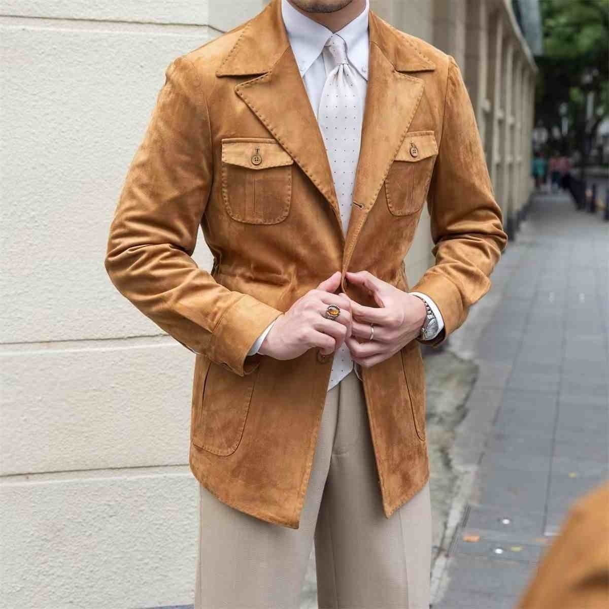 Vintage Multi-pocket Hunting Men's Italian Casual Plankton Handsome Trench Coat - Image 4