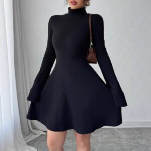 Elegant And Simple Temperament Wild Slim-fit Turtleneck Long Sleeve Dress