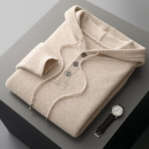 Men's American-style Warm High-grade Button Hoodie Sweater