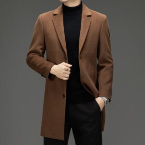 Men's Business Casual Woolen Trench Coat