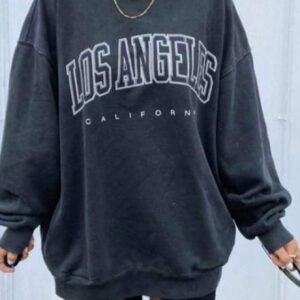 Langwyqu Women's Oversized Sweatshirt Los Angeles California Crewneck Long Sleeve Casual Loose Pullover Tops