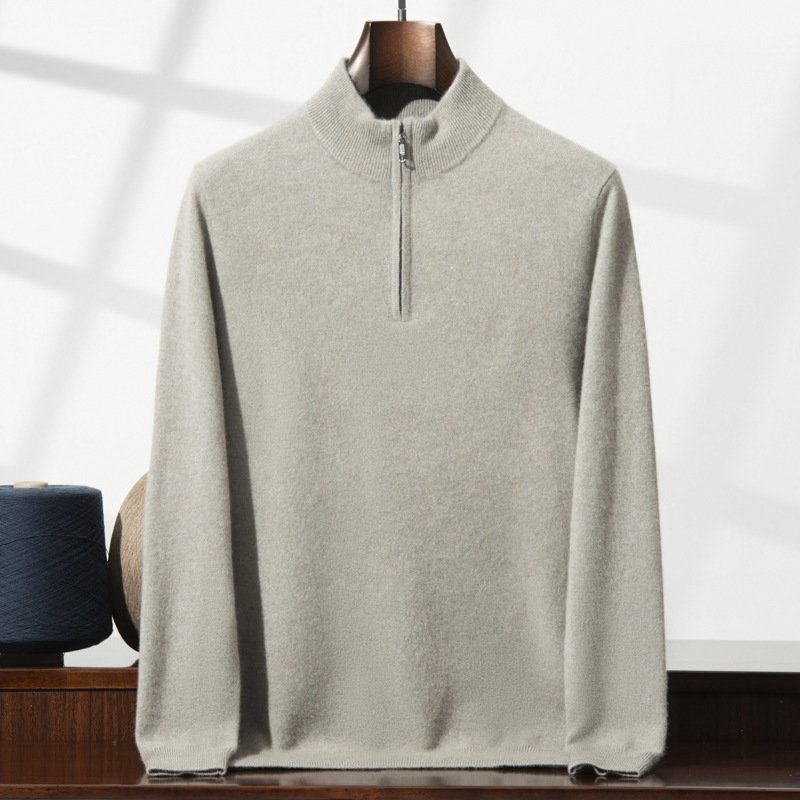 Men's Cashmere Sweater Zip-up Turtleneck Young And Middle-aged - Image 9