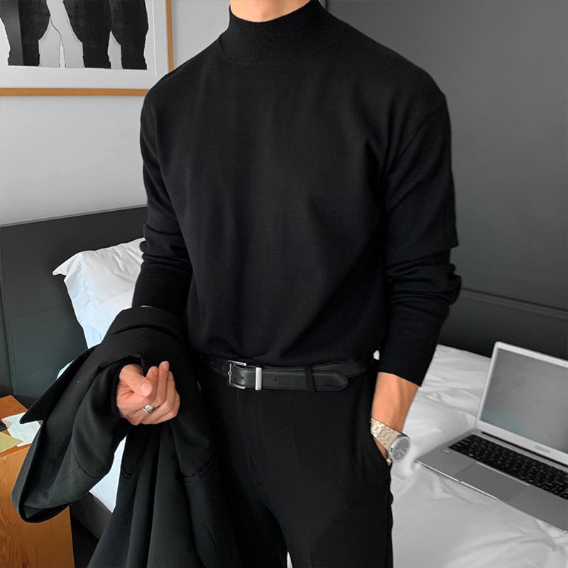 Long Sleeve Inner Wear Mock Neck Sweater Men's Loose Casual Bottoming Shirt
