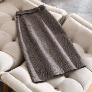 Houndstooth Skirt Women's High Waist