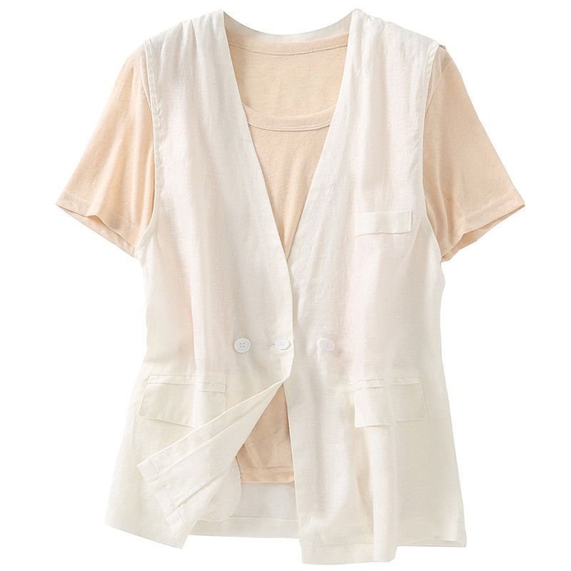 Japanese Style Vest Jacket Loose Casual Cotton Top - Image 4