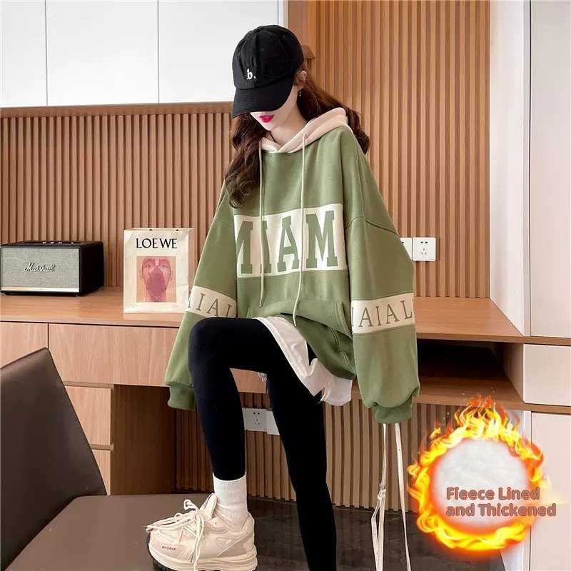 Thickened Assorted Colors Letter Hooded Sweater - Image 3