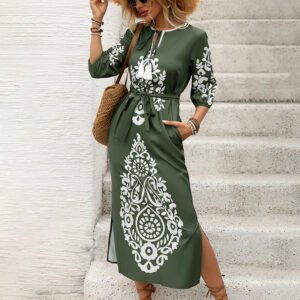 Casual Vacation Personalized Retro Ethnic Style Split Dress
