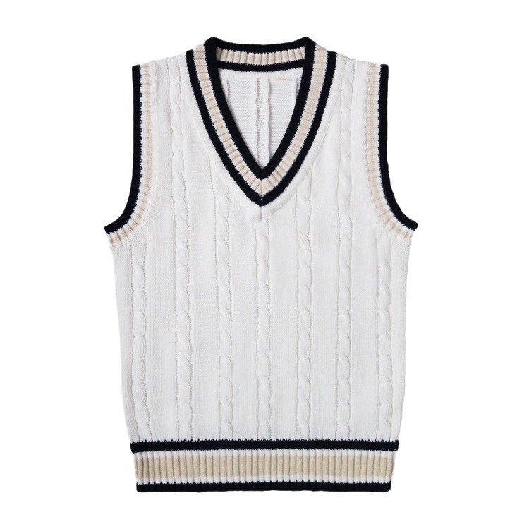 Thick V-neck Pullover Woolen Student Sleeveless School Uniform Sweater Vest - Image 5