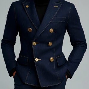 Men's Elegant Double-breasted Denim Blazer