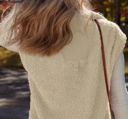 Cinnamon Faux Fur Snap-front Knot Side Plush Vest With Pockets - Image 4