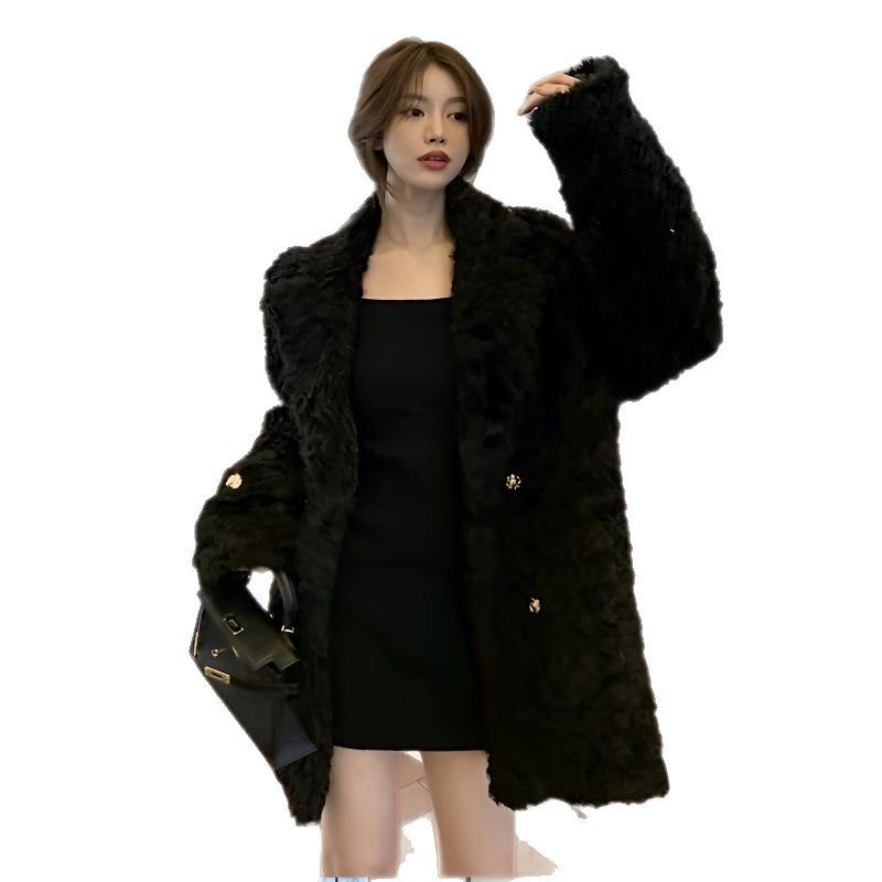 Lamb Wool Mid-length Coat For Women - Image 3