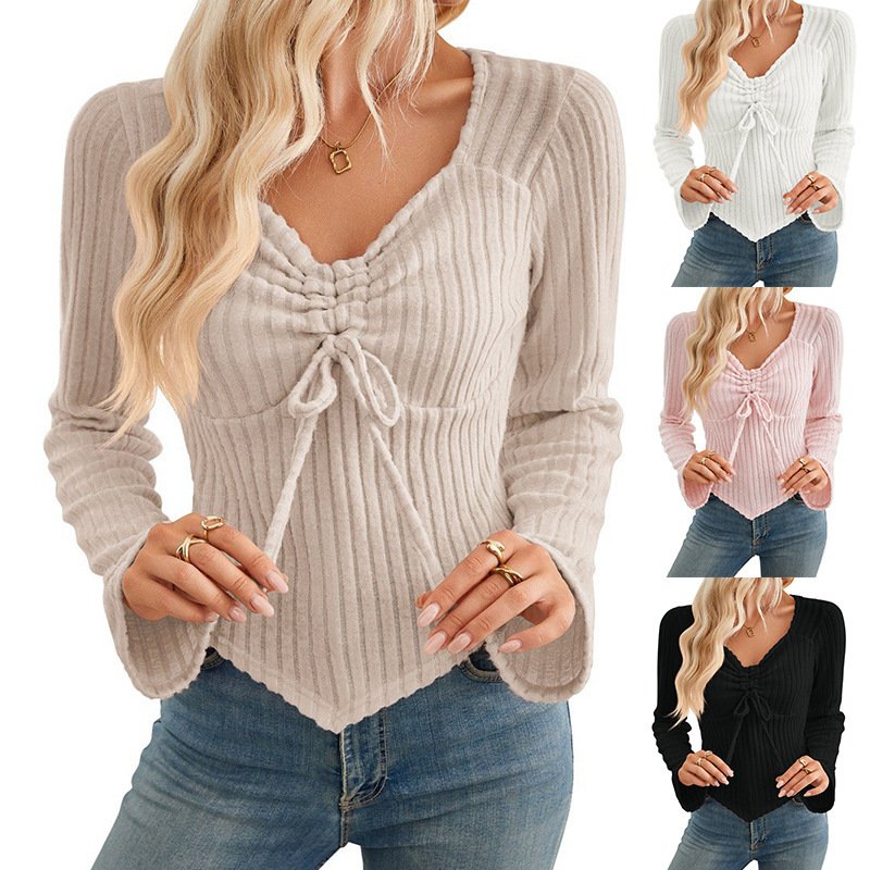 Women's Pleating Long-sleeved Top - Image 2