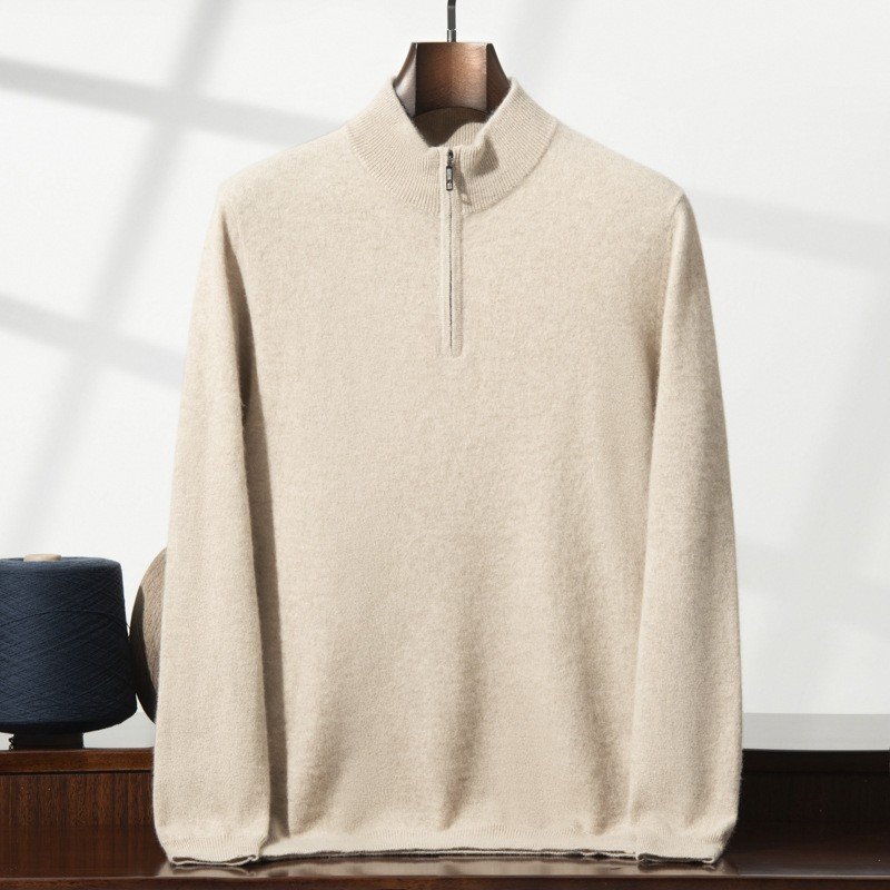 Men's Cashmere Sweater Zip-up Turtleneck Young And Middle-aged - Image 4