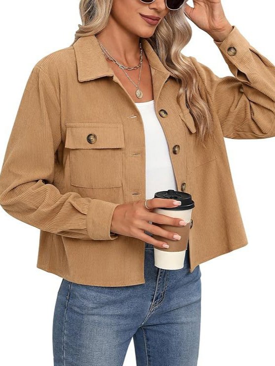 Short Corduroy Button Navel Jacket Short Coat Cross Border - Image 3