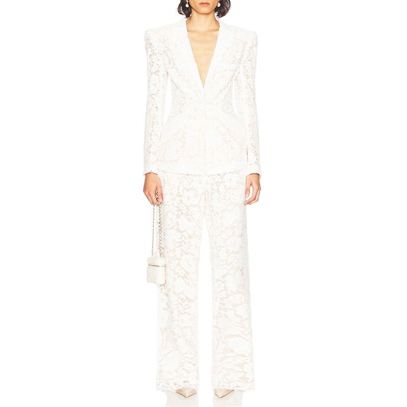 Socialite Catwalk Elegant Temperament Straight-leg Pants Slim Fit Two-piece Suit - Image 2