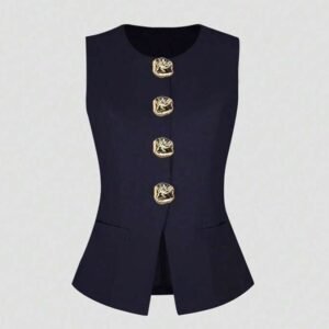 Sleeveless Round Neck Vest Fashion Women's Wear Elegant Waist-tight Solid Color