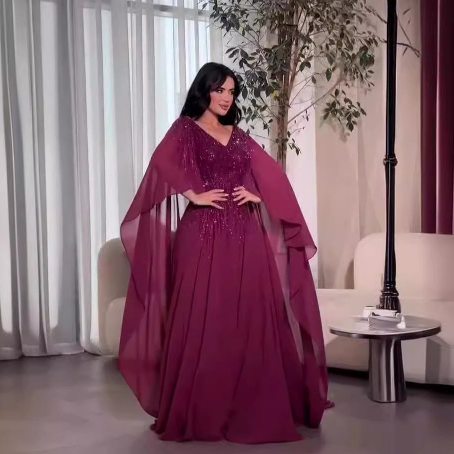 Large V-neck Rhinestone High-grade Dress Fairy - Image 3