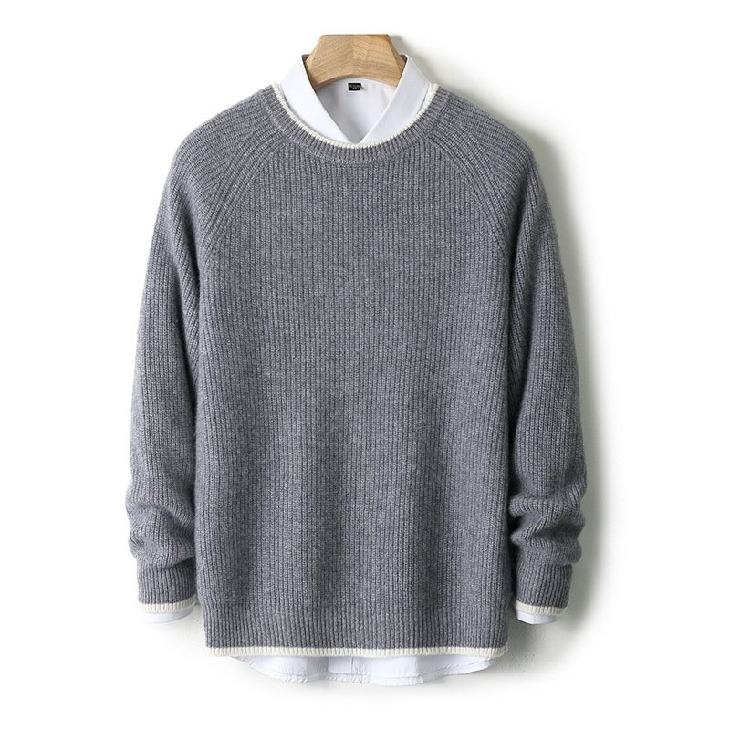 New Round Neck Double-strand Thickened Sweater For Men - Image 10