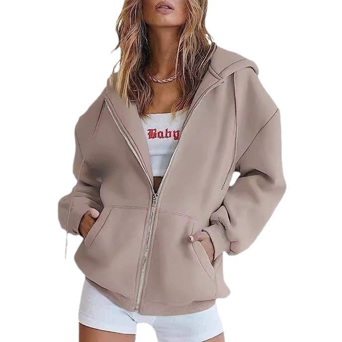 Women's Velvet Padded Hooded Sweatshirt Casual Zipper Cardigan - Image 6