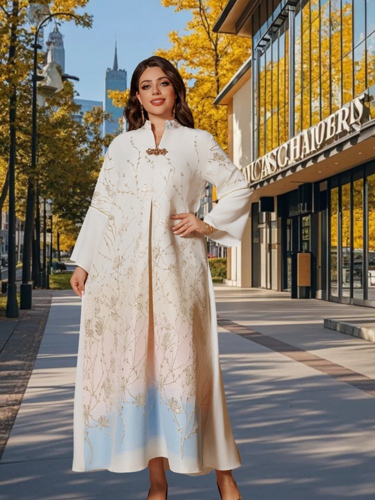Middle East Muslim Stand Collar Gradient Women's Robe - Image 5