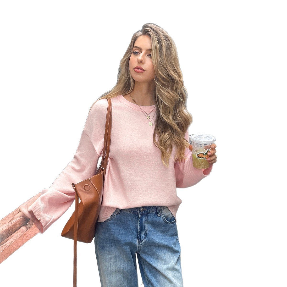 Solid Color Long Sleeve Sweaters Women's Clothing - Image 5
