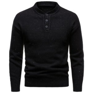 Men's Henry Stand Collar Snowflake Dot Design Fashion Sweater