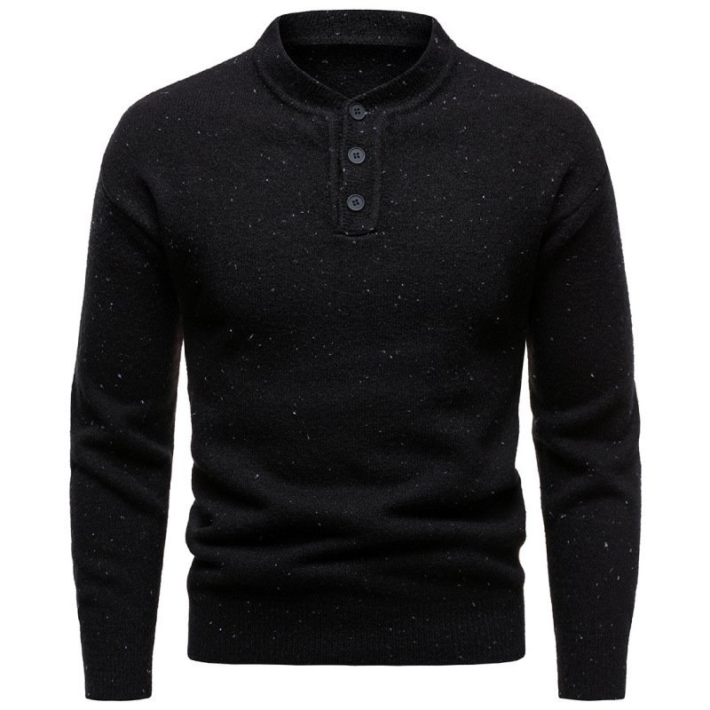 Men's Henry Stand Collar Snowflake Dot Design Fashion Sweater