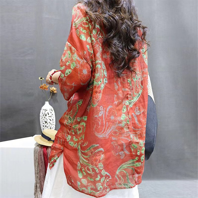 Women's Soft Printed Mid-Sleeve Top Casual Round Neck Tunic For Spring And Summer - Image 7