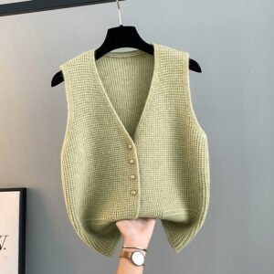 High Sense Classic Style Women's Clothing V-neck Knitted Cardigan Vest Vest Sweater