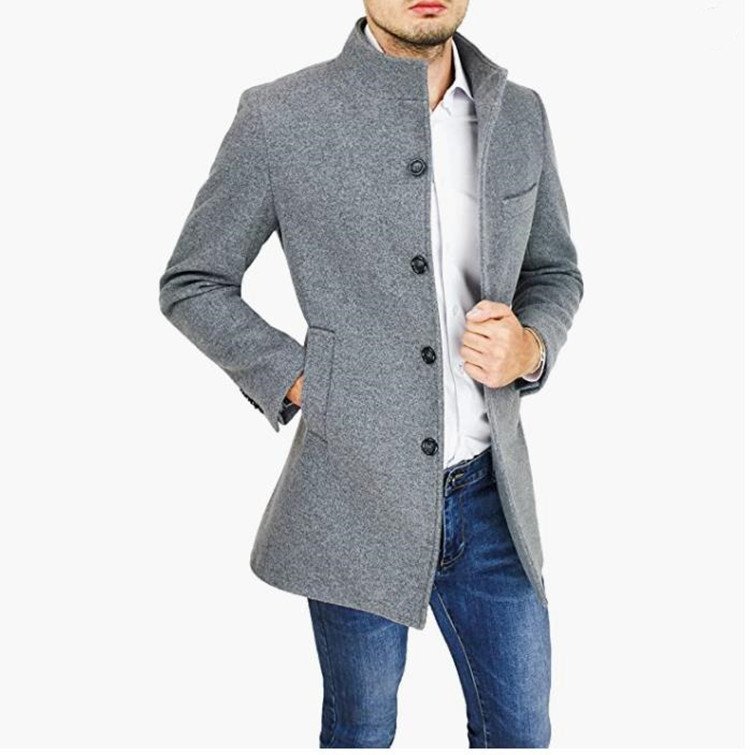 Woolen Coat Stand Collar Coat And Trench Coat - Image 4