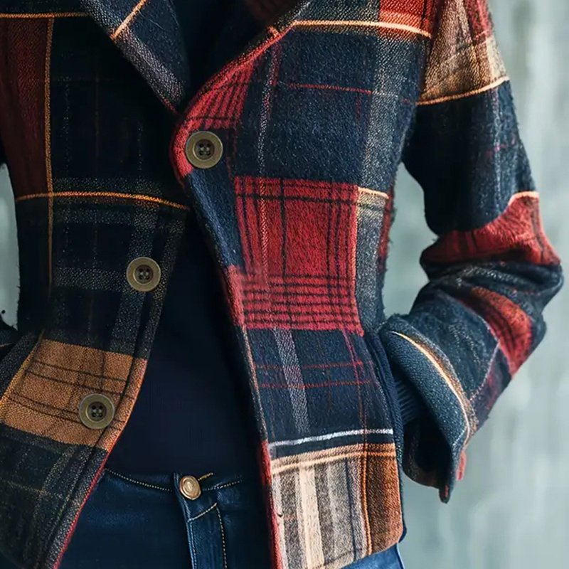 Vintage Women's Blazer With Stand Collar & Single Row Buttons Tailored Jacket For Autumn Winter Casual And Office Wear - Image 2