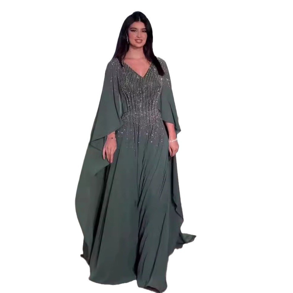 Large V-neck Rhinestone High-grade Dress Fairy - Image 5