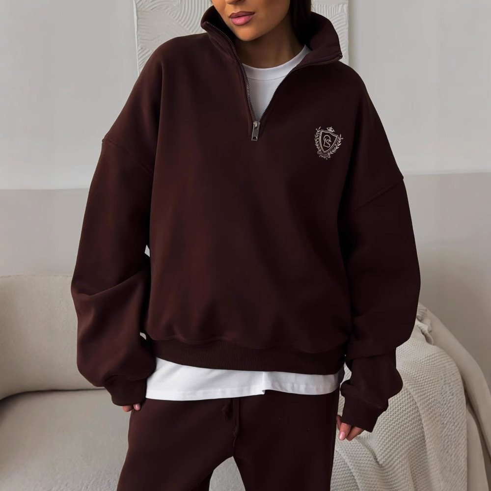 All-matching Comfortable Letter Crew Neck Terry Sweater - Image 3