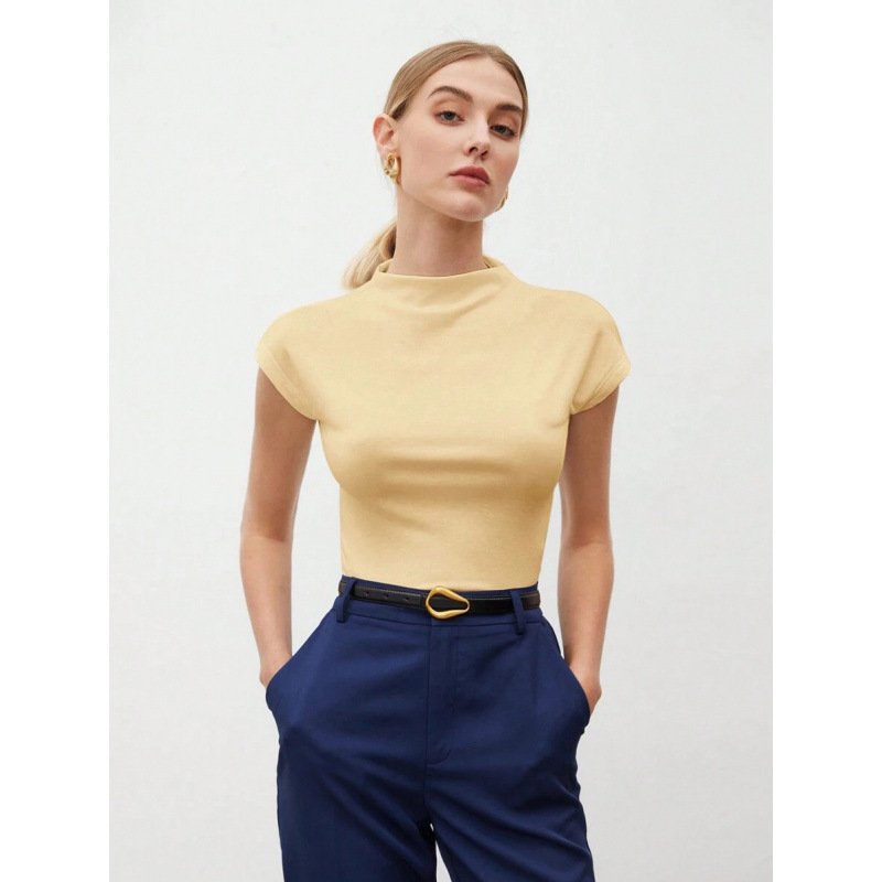 Women's Slim Fit Fashionable All-match Pure Color Tight Half Sleeve - Image 10