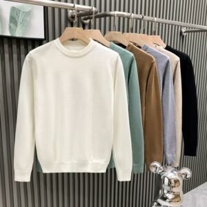 Round Neck Sweater Men's Solid Color Casual Bottoming Sweater