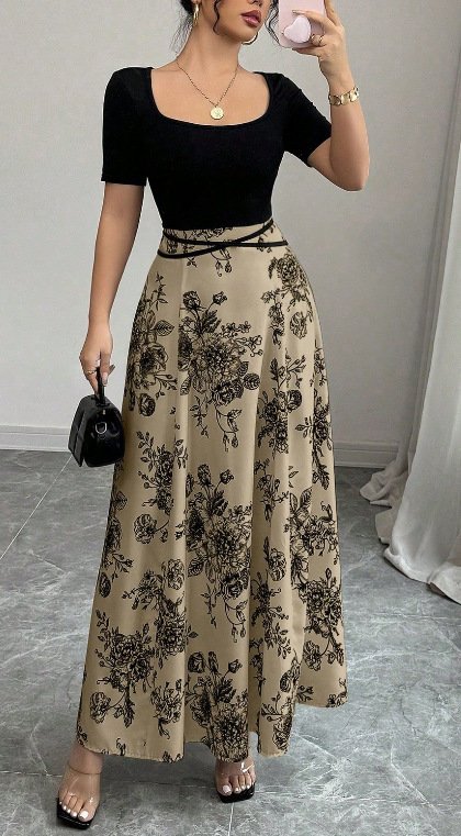 Women's Dress Slimming French Floral Long - Image 7