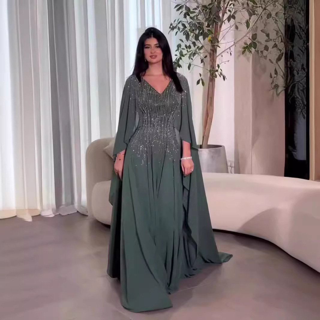 Large V-neck Rhinestone High-grade Dress Fairy