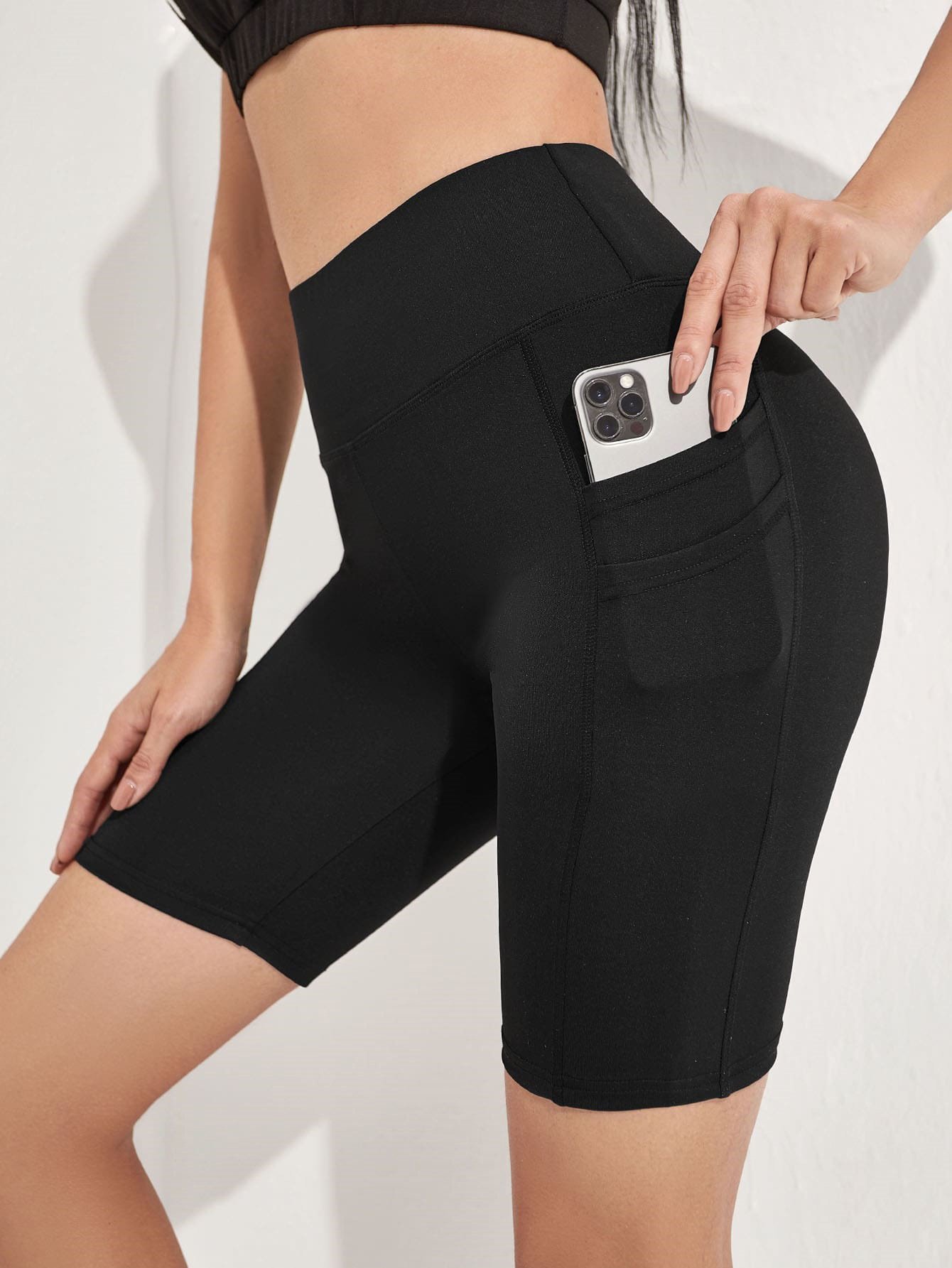 Women's Plus Size Yoga Sports Side Phone Pocket Leggings - Image 6