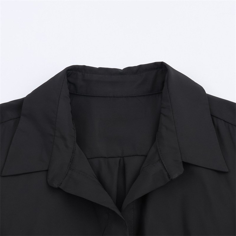 European And American Style Fashionable Simple Shirt Midi Skirt Dress - Image 3