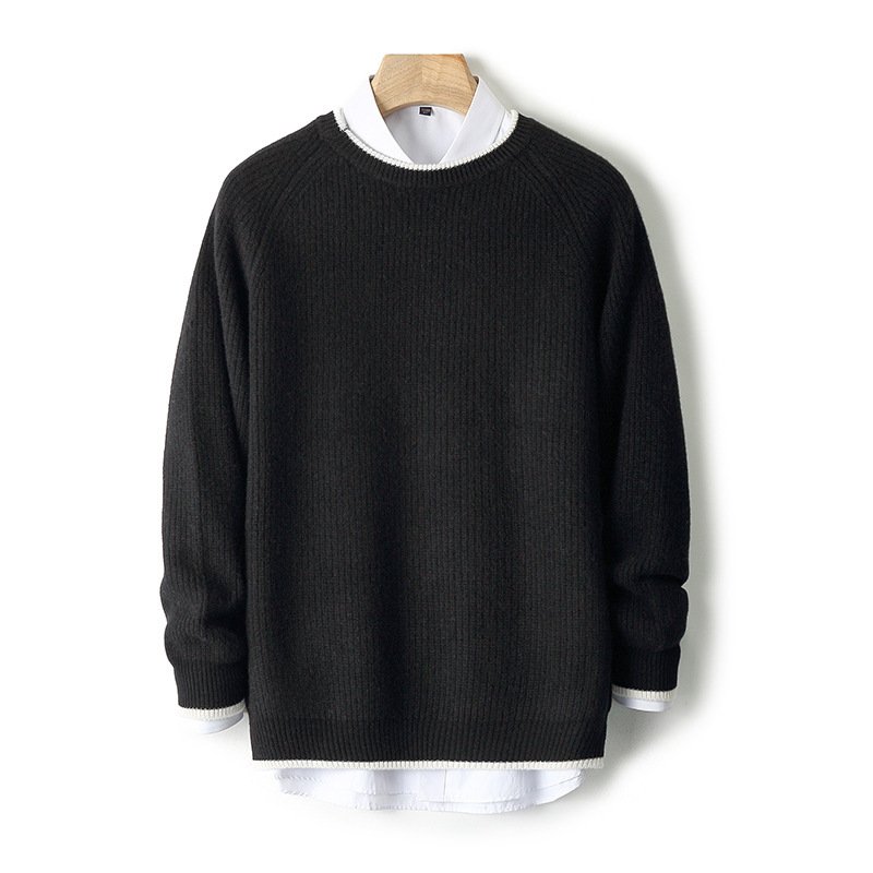 New Round Neck Double-strand Thickened Sweater For Men - Image 6