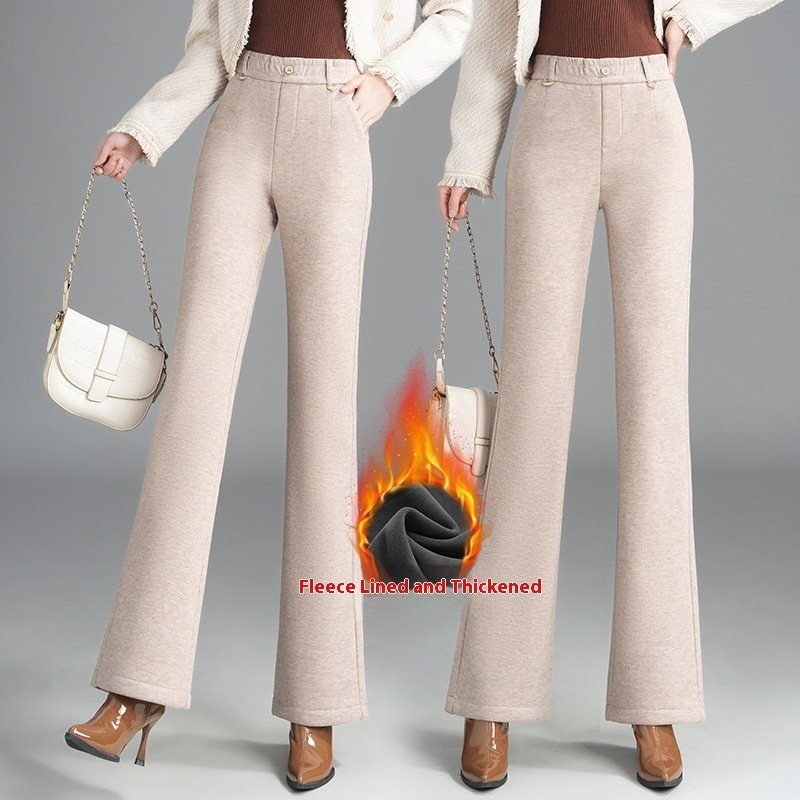 Women's Fashionable Stylish Casual Fleece-lined Slim Flare Pants - Image 4