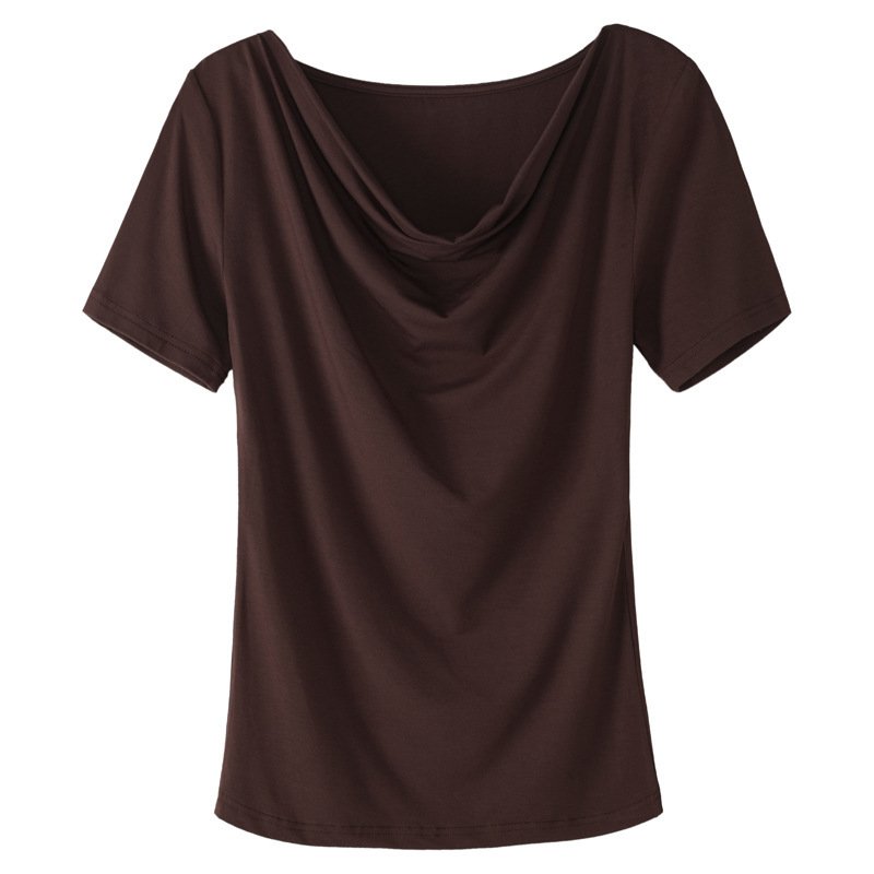 Women's Short-sleeved T-shirt With Pile Collar - Image 5