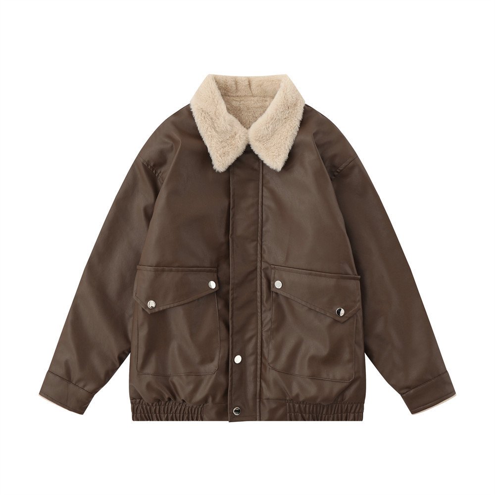 High Street Loose Casual Motorcycle PU Leather Jacket - Image 2