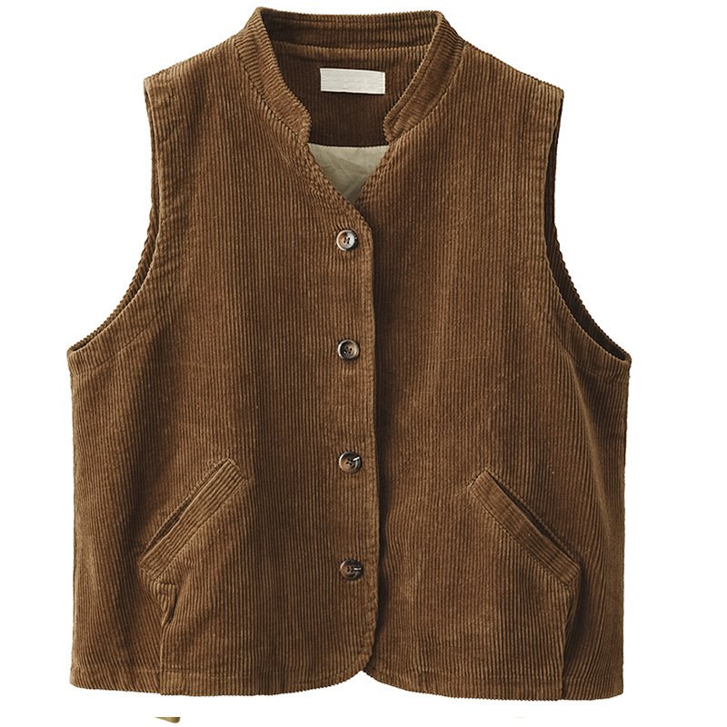 Autumn Retro Cotton Corduroy Loose Sleeveless Vest Coat - Image 5