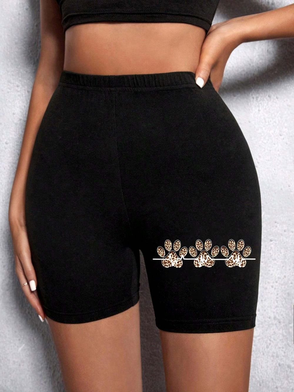 Summer Woman Tight Shorts Leopard Heart And Love Letter Grap - Image 5
