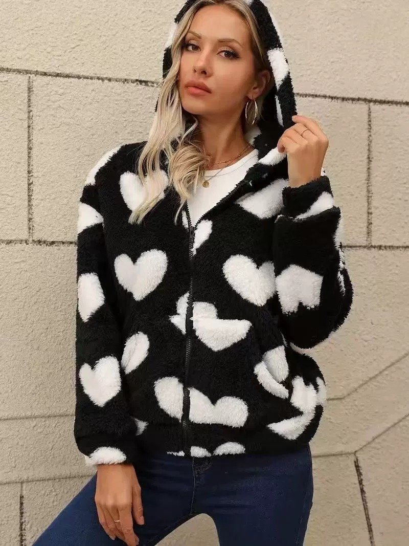 Women's Casual Double-sided Plush Hooded Jacket - Image 7