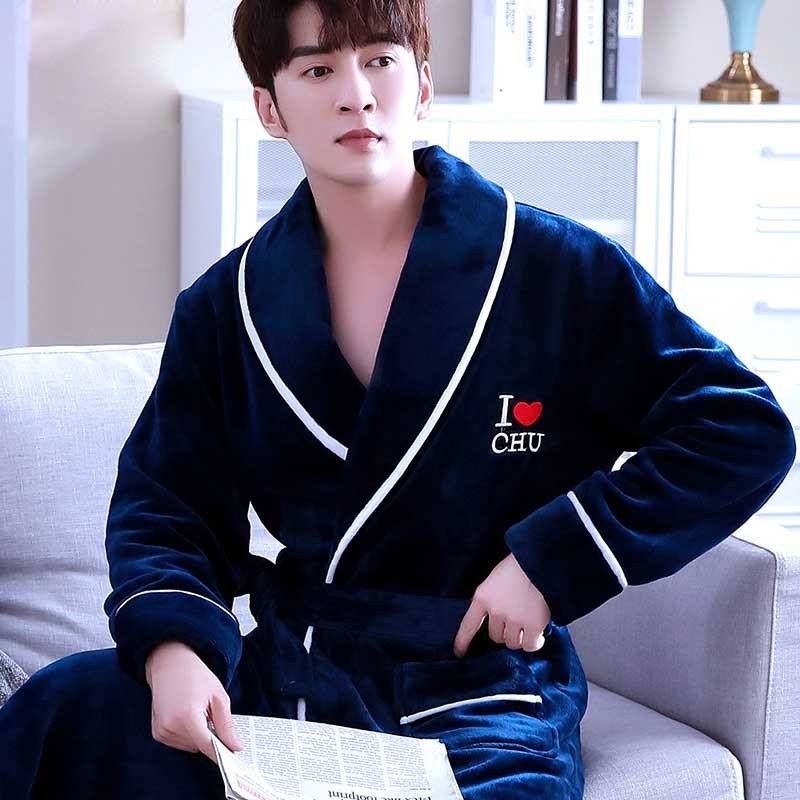Winter Bathrobe Coral Fleece Couple Pajamas - Image 7