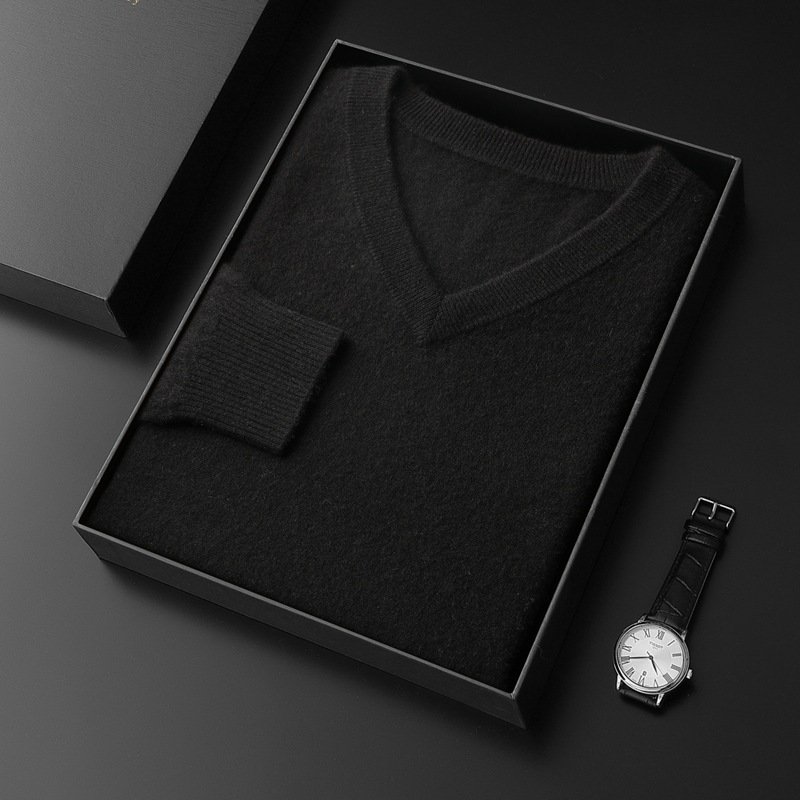 Cashmere Sweater Men's V-neck Loose - Image 2