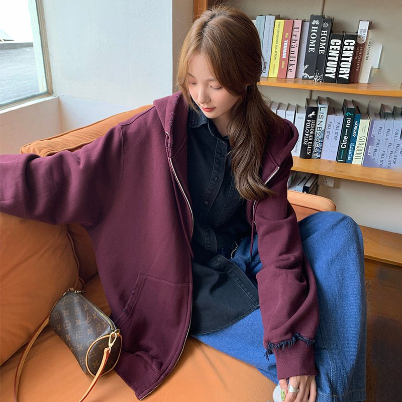 Autumn And Winter Simplicity Hooded Brushed Sweater Coat For Women - Image 9