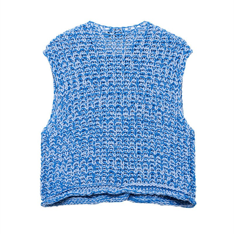 European And American Style Solid Color Thick Needle Knit Casual Short Vest - Image 3